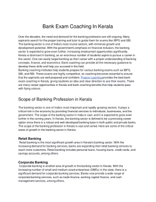Bank Coaching in Kerala - FINPROV