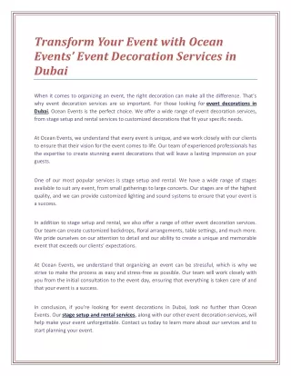 transform your event with ocean events event