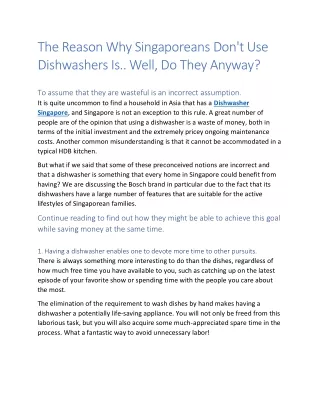 The Reason Why Singaporeans Don_t Use Dishwashers Is.. Well, Do They Anyway