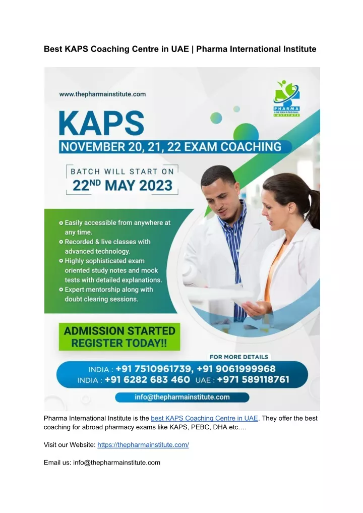 best kaps coaching centre in uae pharma