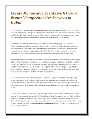 create memorable events with ocean events