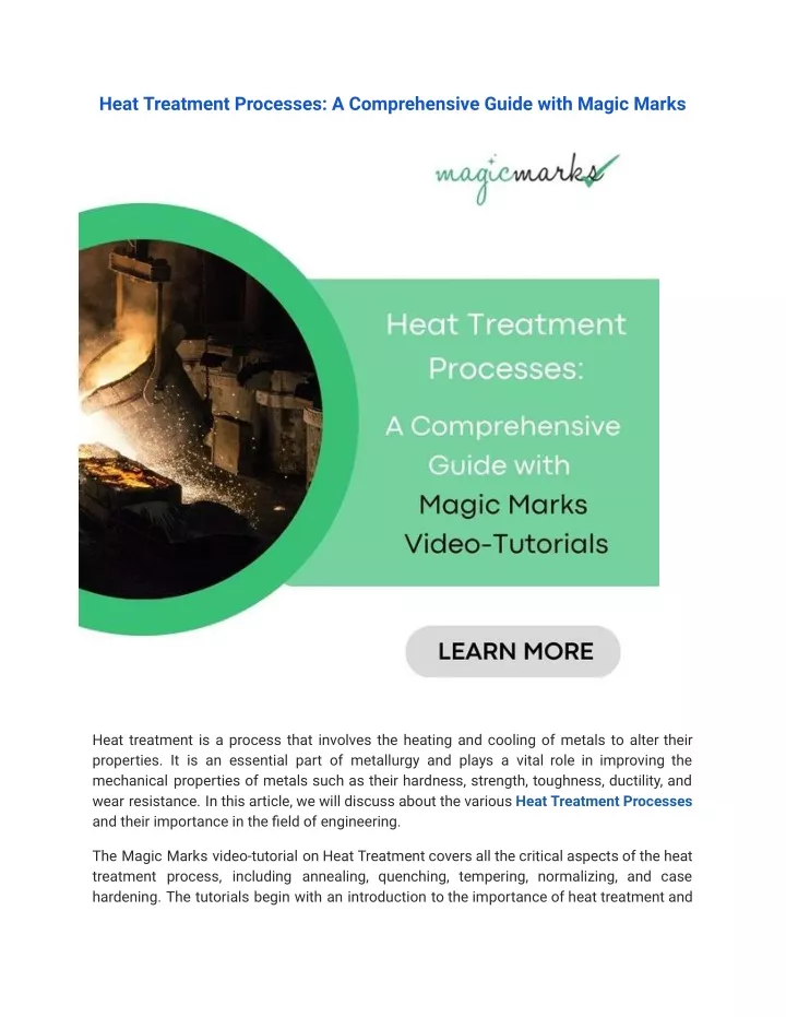 heat treatment processes a comprehensive guide