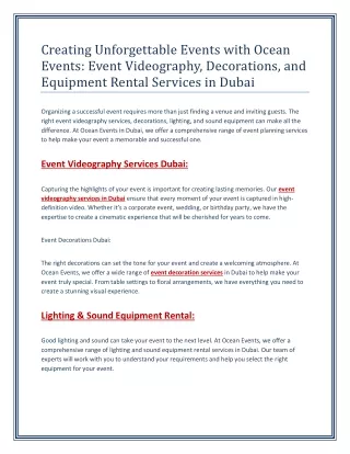 creating unforgettable events with ocean events