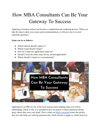 How MBA Consultants Can Be Your Gateway To Success