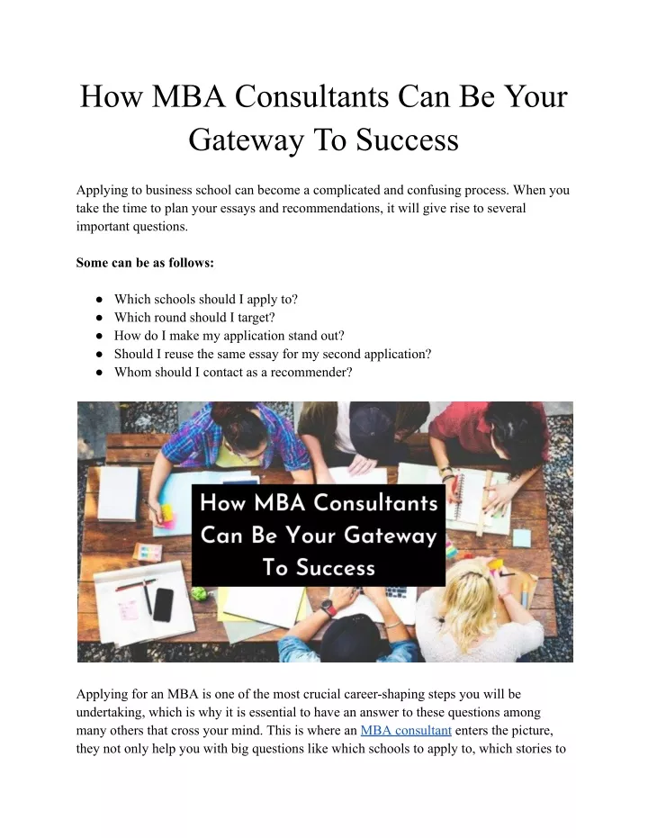 how mba consultants can be your gateway to success