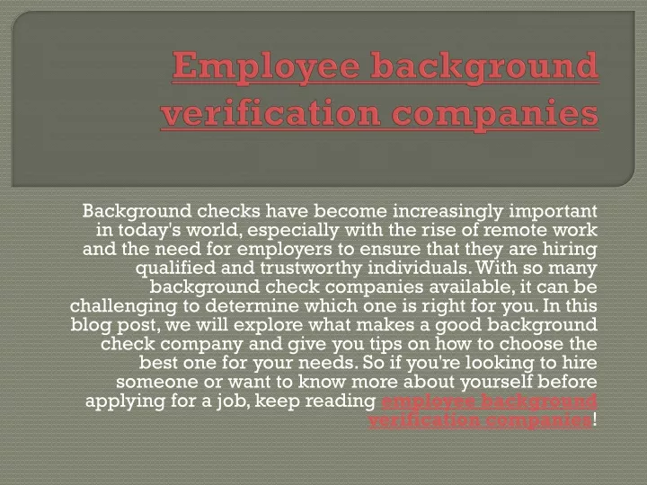 employee background verification companies