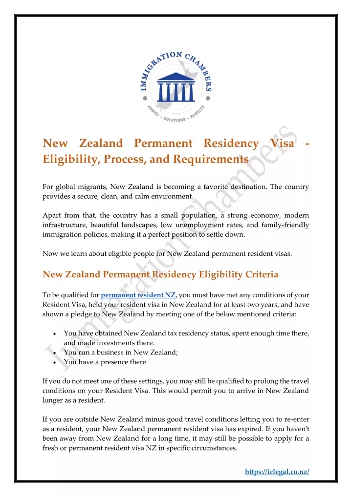 new zealand permanent residency visa eligibility