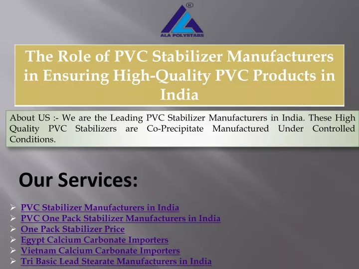 about us we are the leading pvc stabilizer