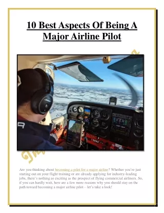 10 Best Aspects Of Being A Major Airline Pilot