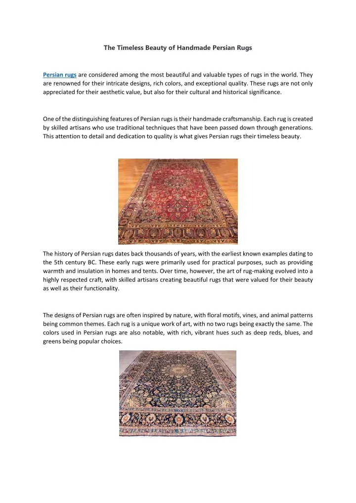 the timeless beauty of handmade persian rugs