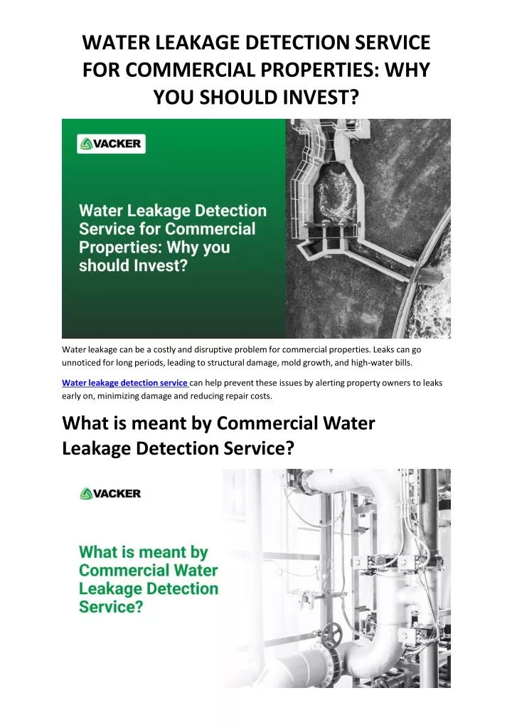 water leakage detection service for commercial properties why you should invest
