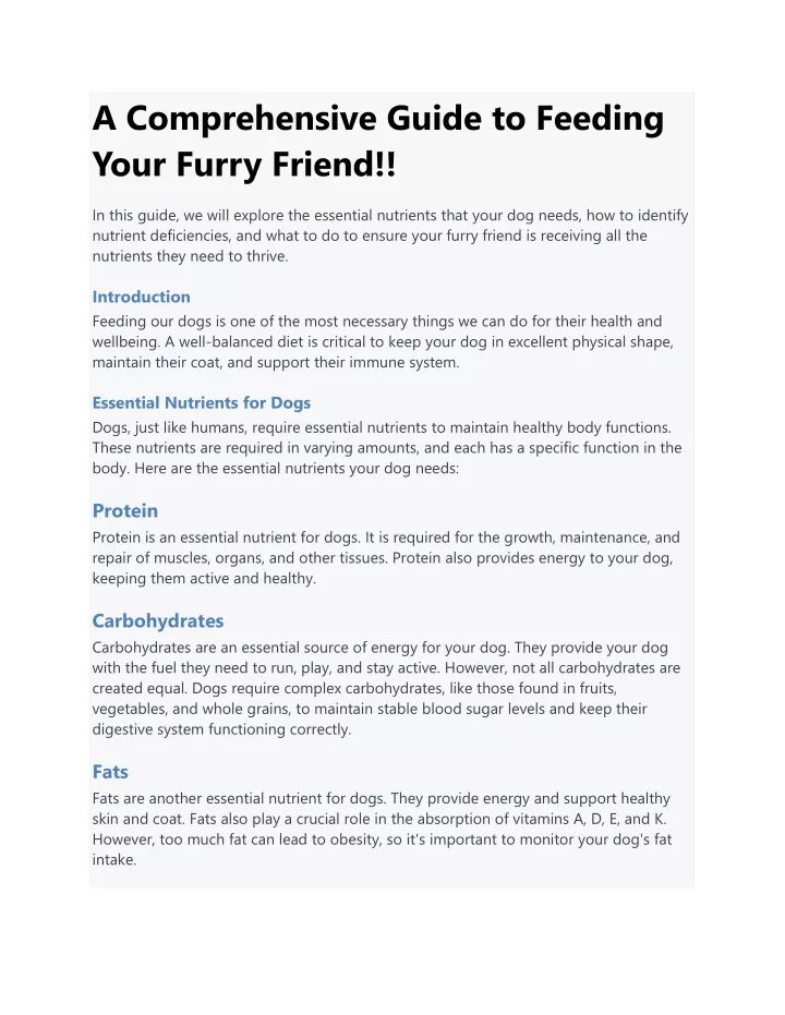 a comprehensive guide to feeding your furry friend