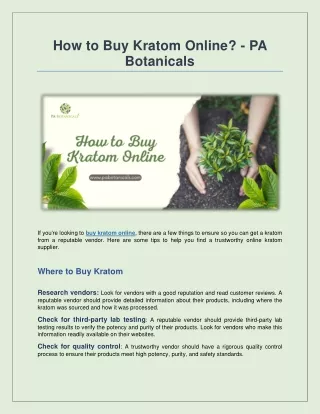 how to buy kratom online pa botanicals