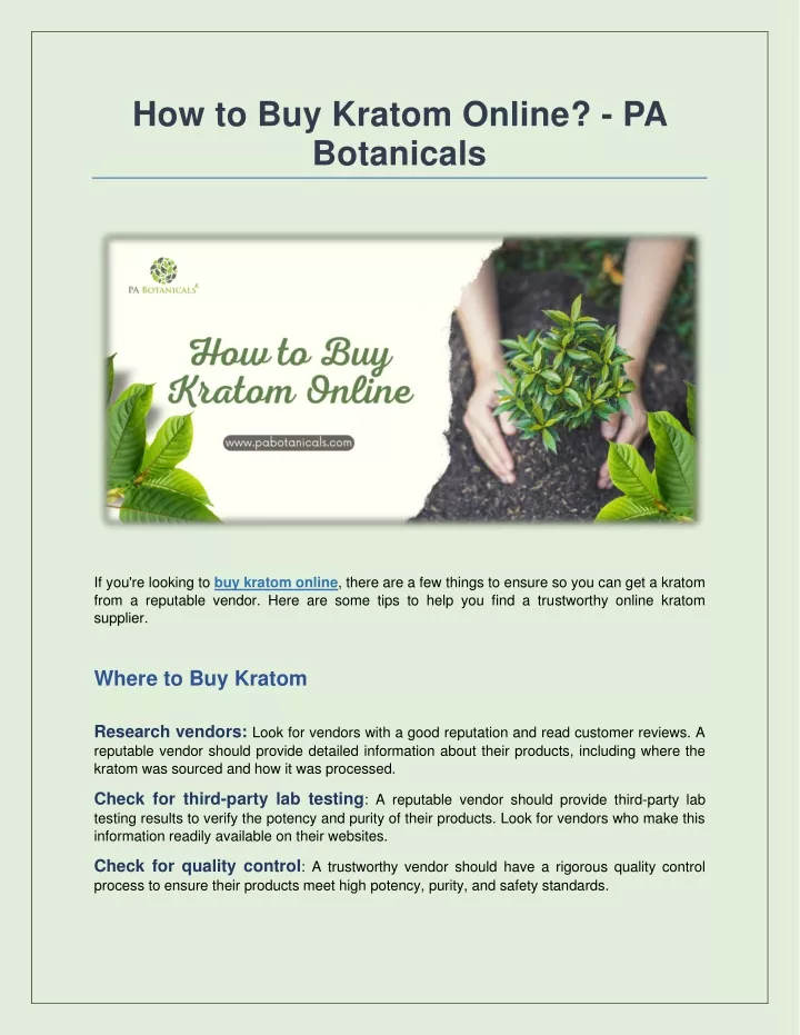 how to buy kratom online pa botanicals