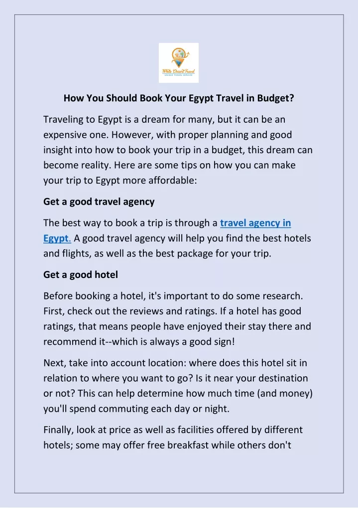 how you should book your egypt travel in budget