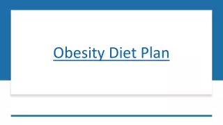 Obesity Diet Plan