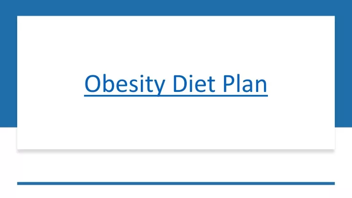 obesity diet plan