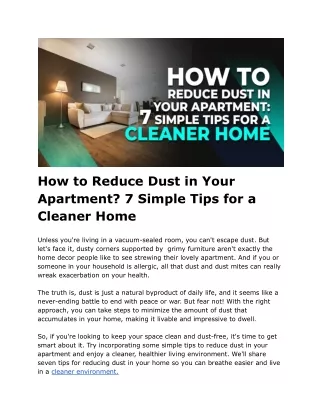 How to Reduce Dust in Your Apartment_ 7 Simple Tips for a Cleaner Home