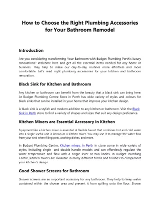 How to Choose the Right Plumbing Accessories for Your Bathroom Remodel