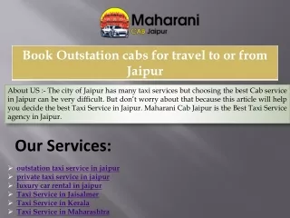 Book Outstation cabs for travel to or from Jaipur