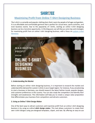 Maximizing Profit from Online T-Shirt Designing Business