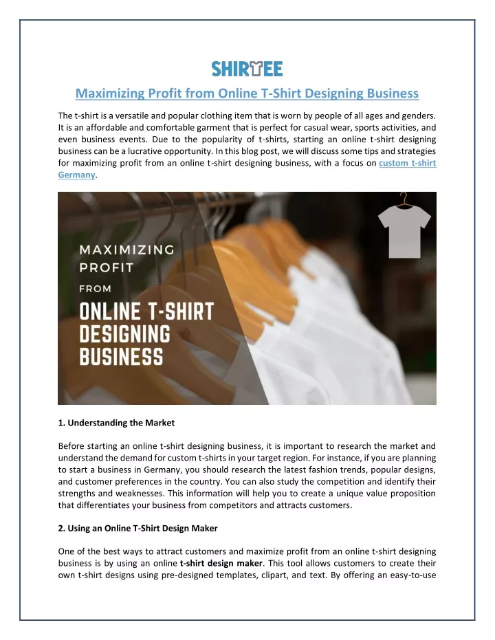 maximizing profit from online t shirt designing