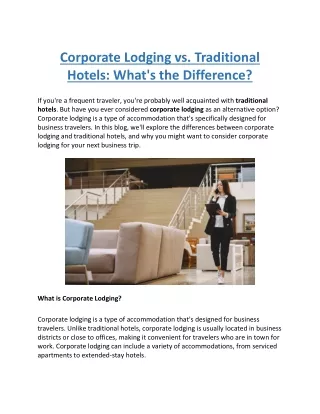 Corporate Lodging vs. Traditional Hotels: What's the Difference?