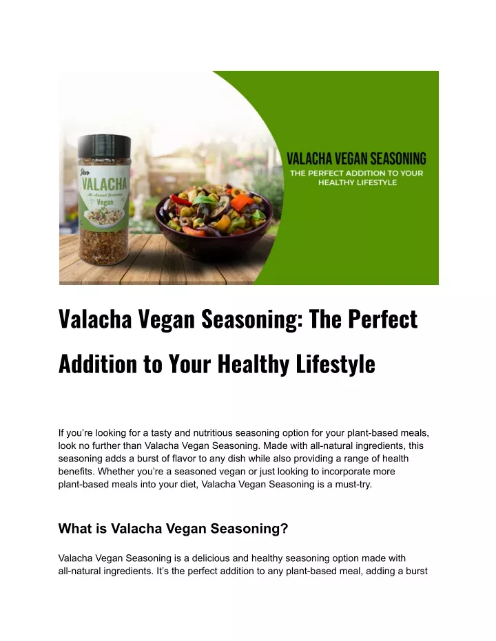 valacha vegan seasoning the perfect addition