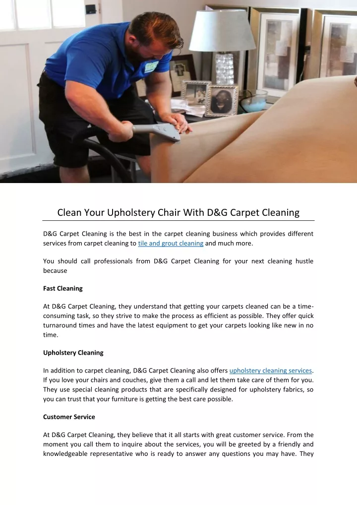 clean your upholstery chair with d g carpet