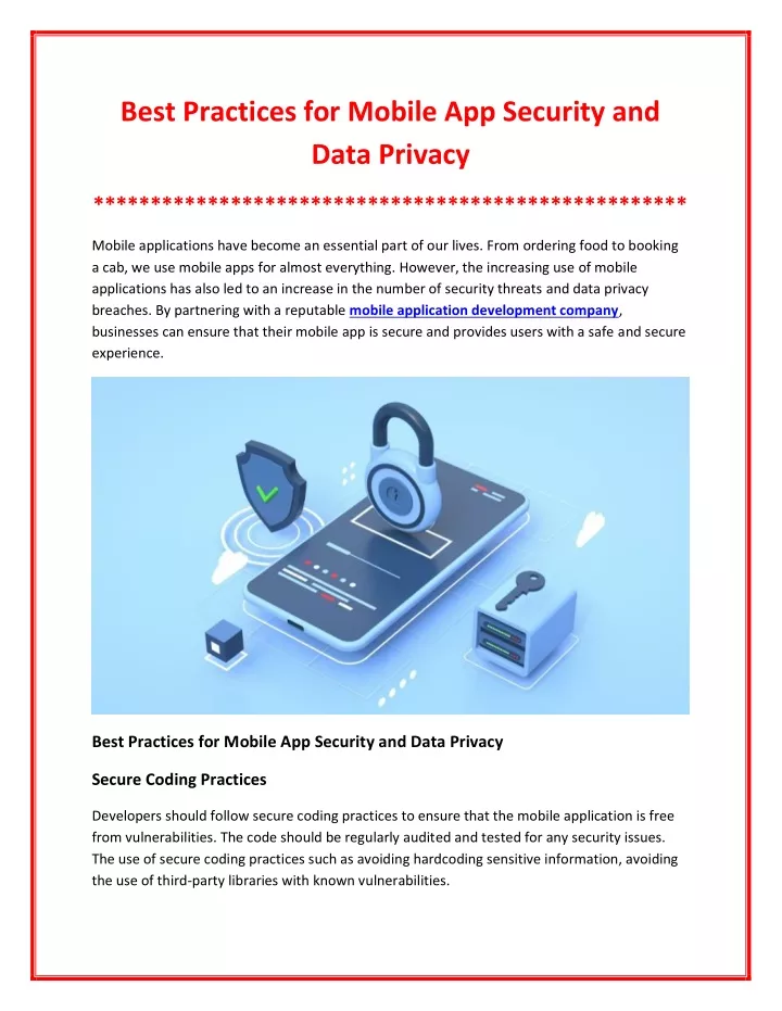 best practices for mobile app security and data