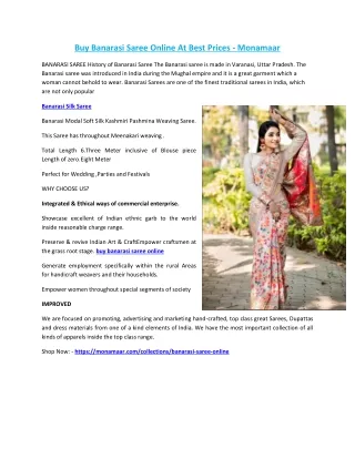 Buy Banarasi Saree Online At Best Prices - Monamaar