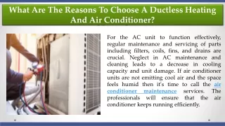 What Are The Reasons To Choose A Ductless Heating And Air Conditioner