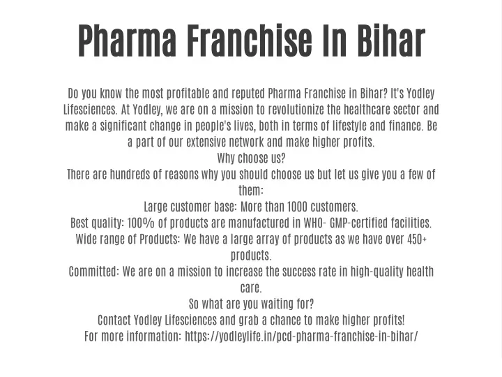 pharma franchise in bihar