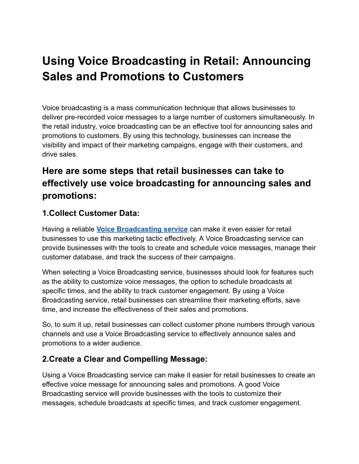 using voice broadcasting in retail announcing