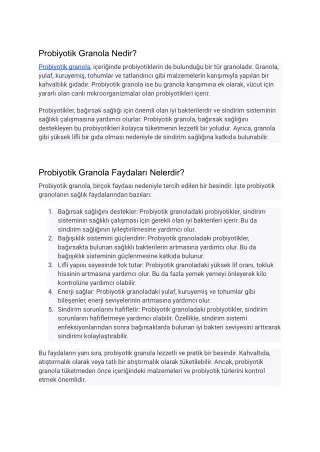 probiyotik granola nedir