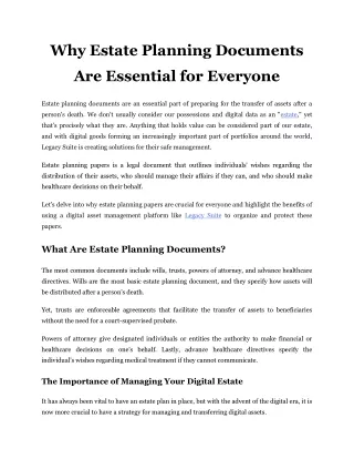Why Estate Planning Documents Are Essential for Everyone