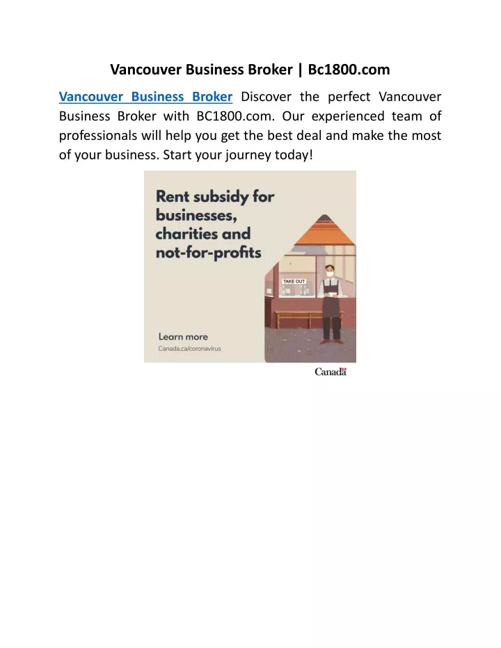 vancouver business broker bc1800 com