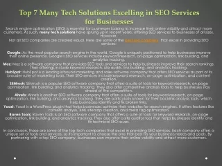 top 7 many tech solutions excelling in seo services for businesses
