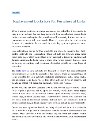 Replacement Locks Key for Furniture at Lista