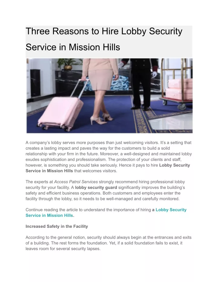 three reasons to hire lobby security