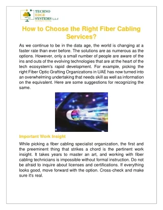 how to choose the right fiber cabling services