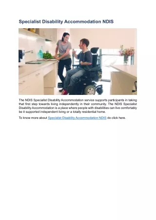 Specialist Disability Accommodation NDIS