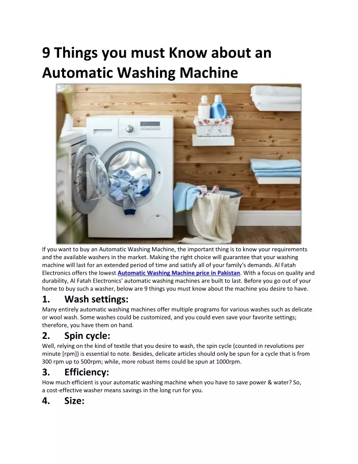 9 things you must know about an automatic washing