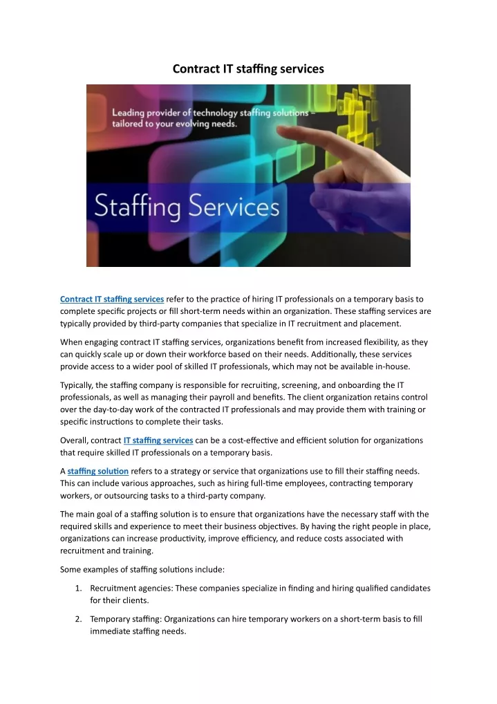 contract it staffing services