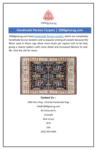 Handmade Persian Carpets | 1800getarug.com