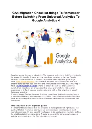 GA4 Migration Checklist-things To Remember Before Switching From Universal Analytics To Google Analytics 4