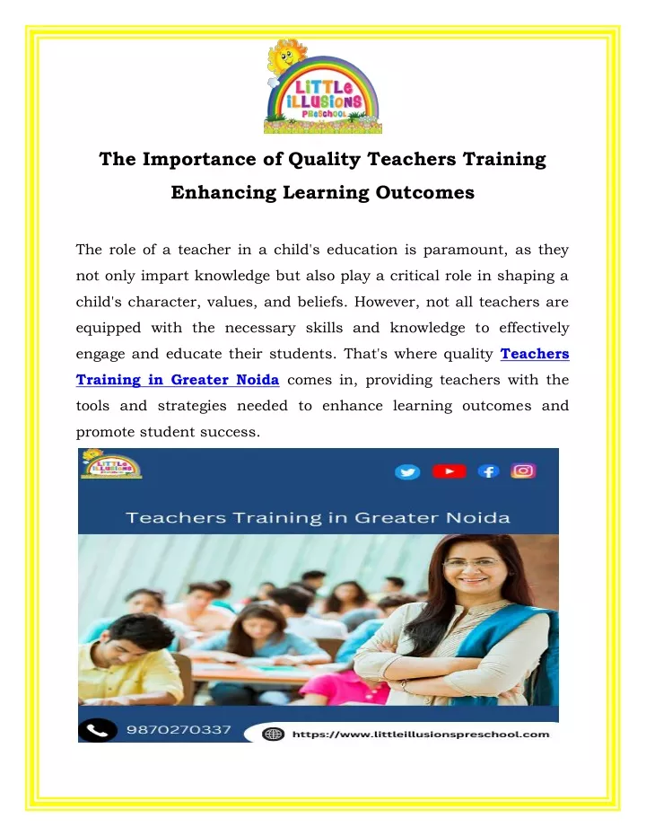 the importance of quality teachers training