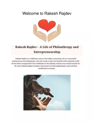 Rakesh Rajdev - A Life of Philanthropy and Entrepreneurship