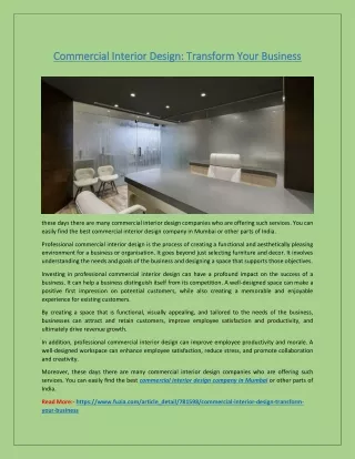 Commercial Interior Design: Transform Your Business