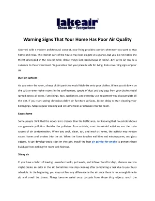 warning signs that your home has poor air quality